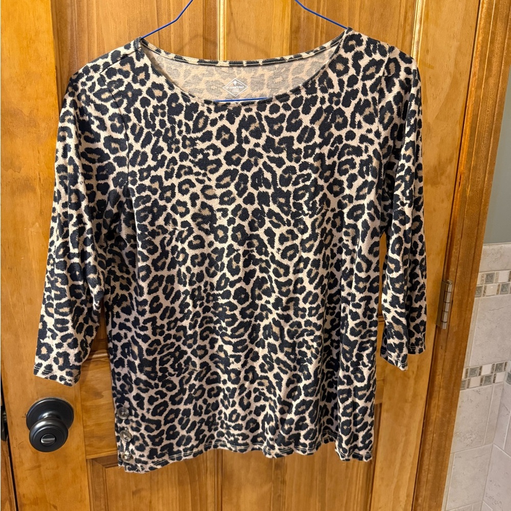 St. John's Bay Black and Tan Leopard Long Sleeve Top